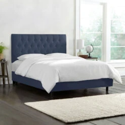 Amarise Bed -Lulu and Georgia Store amarise linen tufted bed navy 3