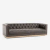 Afia Leather Sofa, Distressed Black