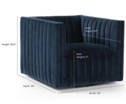 Roz Swivel Chair -Lulu and Georgia Store rozsapphirenavydimensions 1